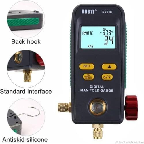 Refrigeration Digital Manifold Gauge Pressure Temperature Electronic Manometer Gauge Tester DY518 Car Air Conditioner wholesales
