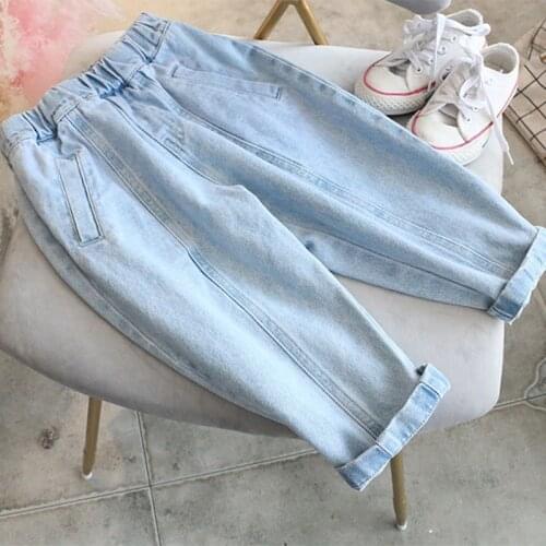 Kids Pants 2020 Autumn New Korean Version New GirlS Japanese Style Three-Dimensional Cut Casual Straight-Leg Jeans
