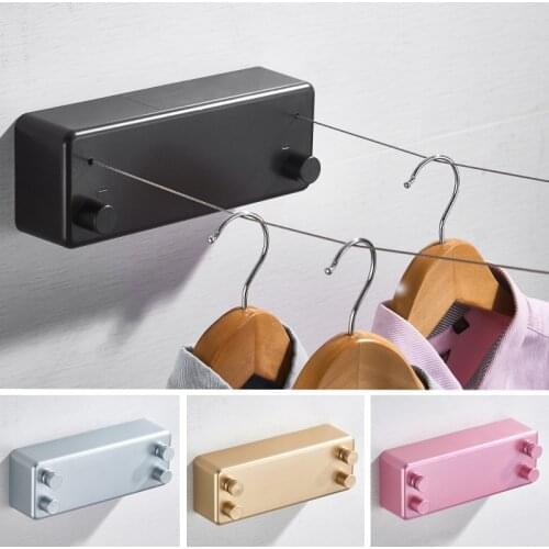 Home 4.2M steel wire Wall Hanger Indoor Retractable Clothesline Household Double-Line Telescopic Dryer for Clothes
