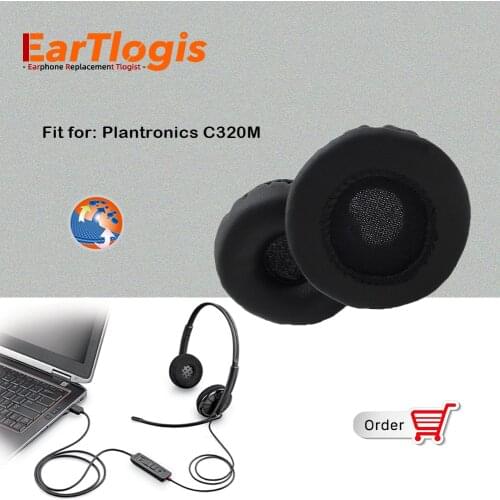 EarTlogis Replacement Ear Pads for Plantronics Blackwire C320M C320-M Headset Parts Earmuff Cover Cushion Cups pillow