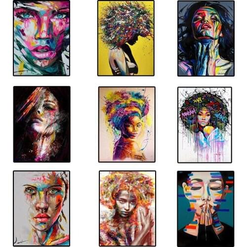 African Girl Canvas Poster Graffiti Art Poster and Print Portrait Street Wall Art Painting Family Living Room Bedroom Decoration
