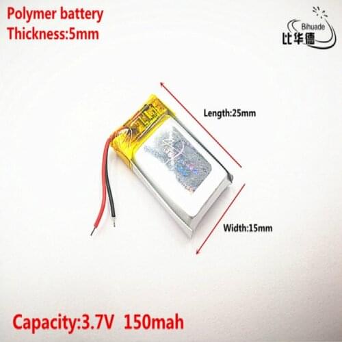 Good Qulity 3.7V,150mAH,501525 Polymer lithium ion / Li-ion battery for TOY,POWER BANK,GPS,mp3,mp4