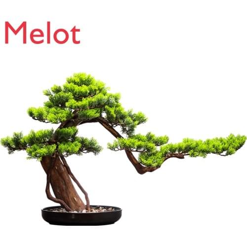 Artificial Greeting Pine Shuxin Chinese Style Villa Living Room Entrance Decoration Office Fake Green Plant Bonsai Decoration