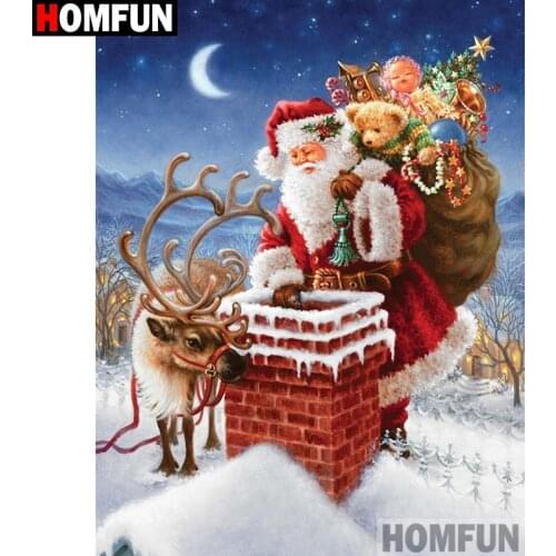 HOMFUN Paint With Diamond Embroidery "Santa Claus" Diamond Painting Full Square Round Picture Of Rhinestone Decor A00833