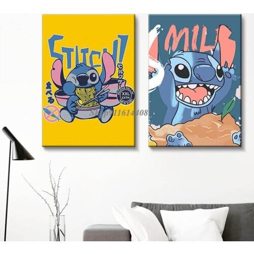 Canvas Paintings Disney Classic Anime Lilo & Stitch Cartoon Posters and Prints Wall Art Pictures for Kids Living Room Home Decor