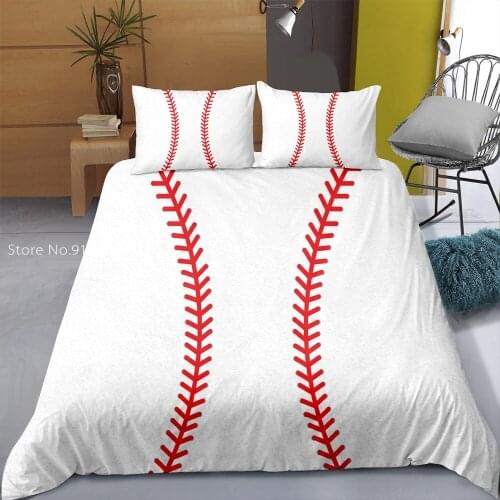 2/3 Pcs Baseball Pattern Bedding Set 3D Printed Sports Series Duvet Cover Set Single Queen Bed Quilt Cover For Bedroom Decorate