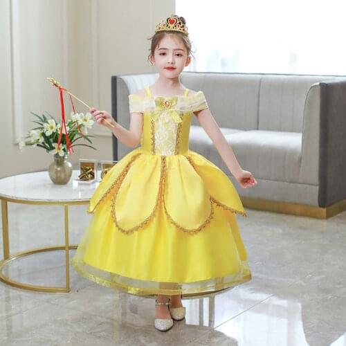 Beauty and The Beast Costume Girl Belle Dress Kids Christmas Costume Girl Princess Party Masquerade Fantasy Evening Dress