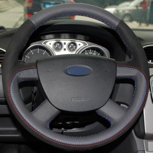 Top Leather Steering Wheel Hand-stitch on Wrap Cover For Ford Focus 2 2005-2011