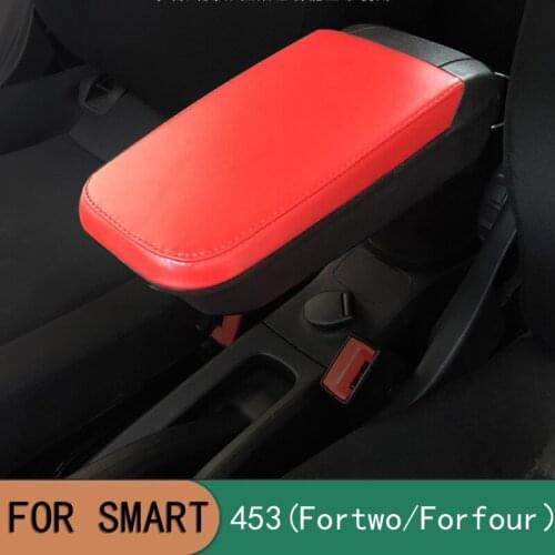 Leather armrest box with cup holder locker for Mercedes New Smart 453 Fortwo Forfour 2015-2018 Automotive interior accessories