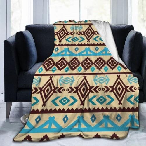 Red Abstract Geometric Mosaic Vintage Ethnic Seamless Super Soft Fleece Throw Blanket For Couch Bed Dropship Decorative Throw