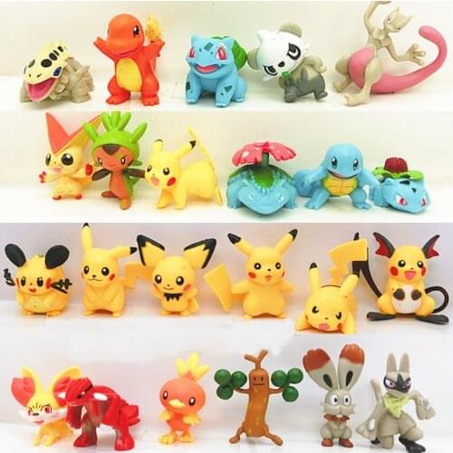 24pcs/set Pokemon 4-6cm Figures Model Dolls No Repeats Pikachu PokéMon Action Collection Decoration Dolls Kids Birthday Toy Gift