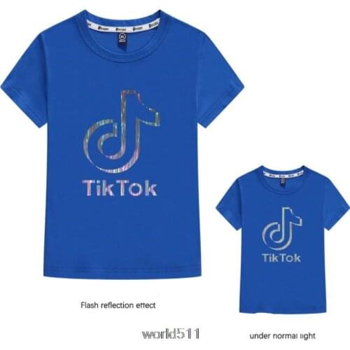 Summer Childrens Tik Tok Style T-Shirt 3D Printing New Cotton Short Sleeve Daily Casual Sports Top Brilliant laser T-Shirt