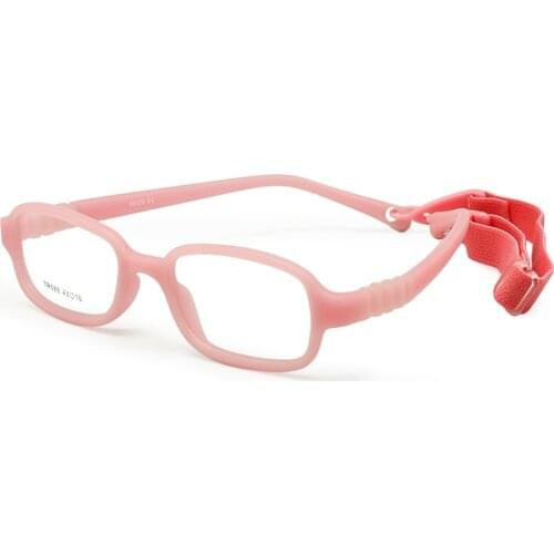 Boy Glasses Frame with Strap Size 43/16 One-piece No Screw Safe, Optical Children Glasses, Bendable Girls Flexible Eyeglasses