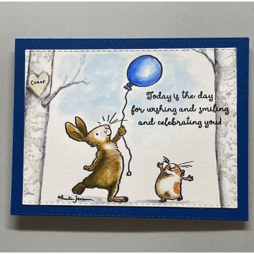 Little Animals Winter Greeting Metal Cutting Dies & Coordinating Stamp For Scrapbooking Craft Embossing Stencil Die Cut Making