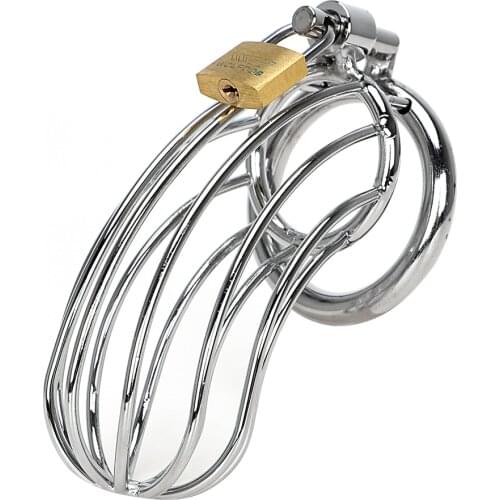 VATINE Male Chastity Device Lockable Stainless Steel Cock Cage Sex Toys for Men Penis Cock Ring Sleeve Lock Chastity Belt