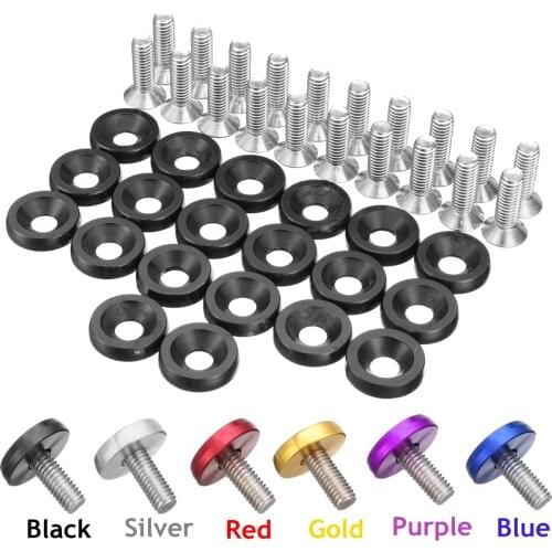 20pcs M6x15mm CNC Aluminum Car Styling Bumper Stickers Password Fender Flares Washer Bolt Engine Bay Dress Up Kit