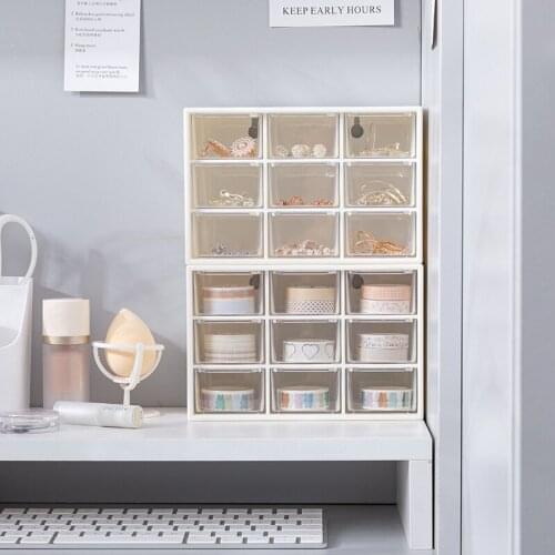Desktop Storage Drawers Office Home Plastic 9 Grids Jewelry Storage Box Stationery Jewellery Necklace Makeup Storage Organizers
