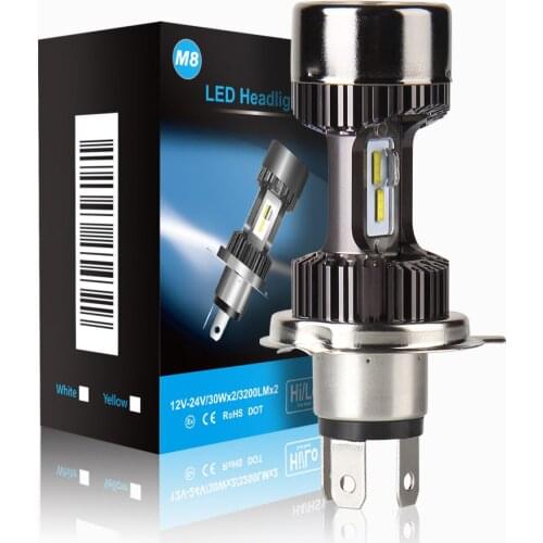 M8 New Car Motorcycle LED Headlight H4 Electric Vehicle Far Near Integration HS1 Refitting H6 Bulb Headlamp Lightings