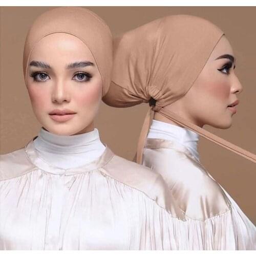 New Muslim Modal Adjustable Underscarf Rope Cap Islamic Soft Inner Hijab Stretchy Headscarf Bonnet Headwear Wrap