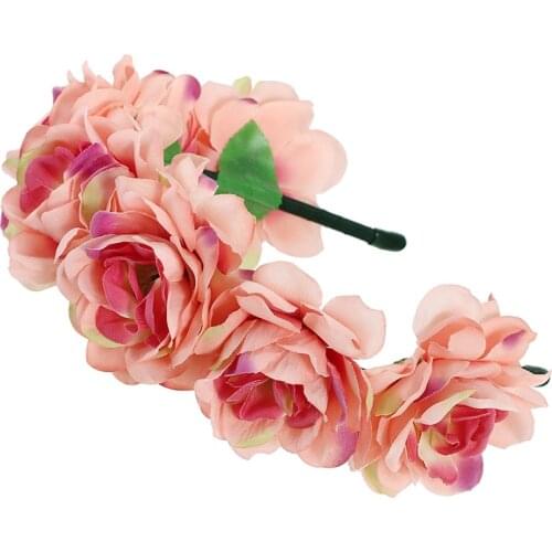 Haimeikang Cotton Hair Flower Crown Headband Hoop For Bride Women Floral Wreath Wedding Birthday Hairband Girls Hair Accessories