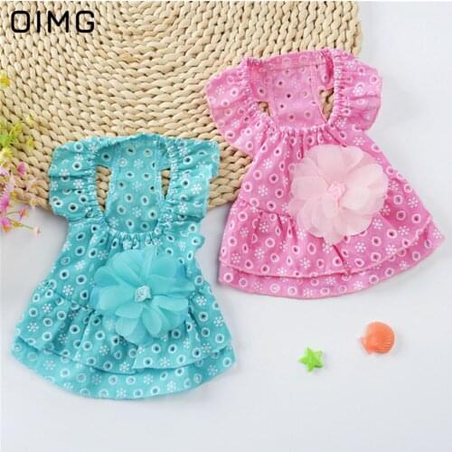 OIMG Small Floral Dog Dress Summer Pet Puppy Cat Lace Dog Dresses For Small Dogs Clothes Spitz Pomeranian Yorkies Clothes