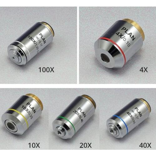 Professional 4X 10X 20X 40X 100X Infinity Plan Objective Lens 195 Achromatic Objectives for Olympus Microscope