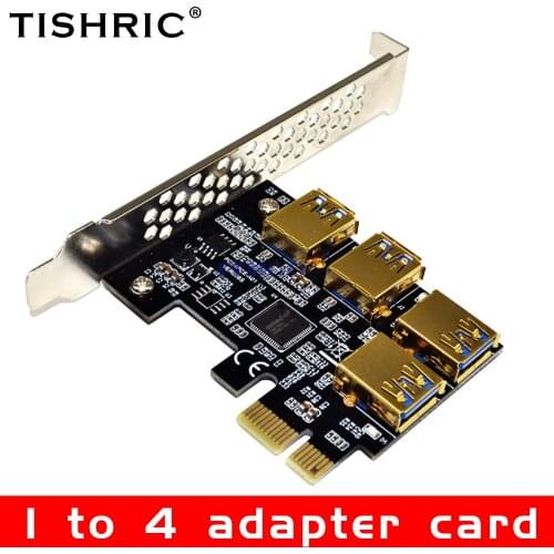 TISHRIC PCIE PCI-E PCI Express Riser Card PCI-Express Slot 1x To 16x Multiplier Adapter 1 To 4 Adapter Card For BTC Miner Mining