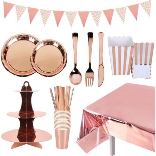 Rose Gold Glitter Tablecloths Bride To Be Wedding Engagement Table Decoration cup plates cake stand Adult 30th Birthday Party
