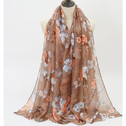 2020 Newest Women Printed Scarf Floral Hijab Viscose Shawl Muslim Hijab and Wraps Flower Long Headband Turban Sunscreen Scarves
