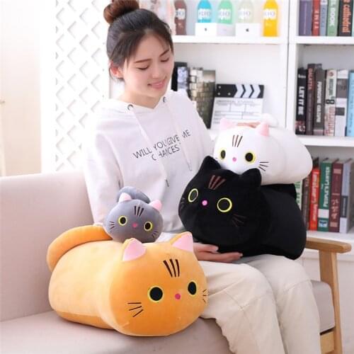 25/35cm Cute Plush Cat Pillow Baby Plushies Toys Stuffed Animal Interactive Soft Stuff Dolls Kawaii for Children Kids Girls Gift