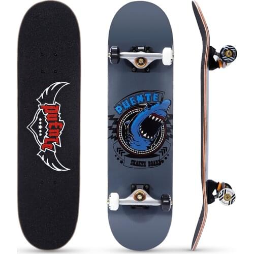 PUENTE 608 31"x 8" Skateboard Long Board Adult Four-wheel with 7 Lays Maple Deck Pro Skateboards