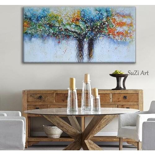Modern Abstract Colorful Trees Paintings 100% Handmade Oil Painting On Canvas Wall Art Decor Pictures For Living Room Decoration