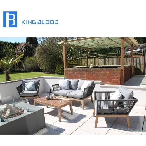 Outdoor rope material upholstered high quality three seat sofa