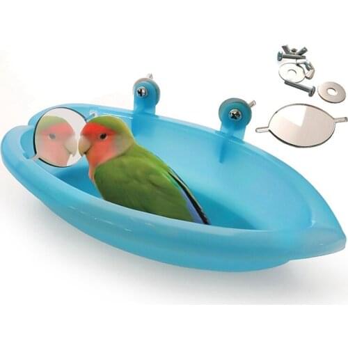 Bird Bathtub With Bird Mirror Small Oval Bird Bathtub Pet Cage Accessories Parrot Bath Shower Bathing Supplies Standing Box