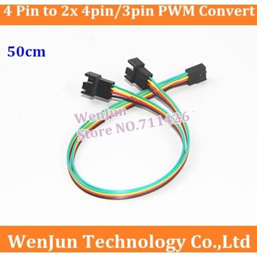 100pcs/lot Free Shipping PC Cooling Fan 4 Pin to 2x 4pin/3pin PWM Convert Connector Extension Cable