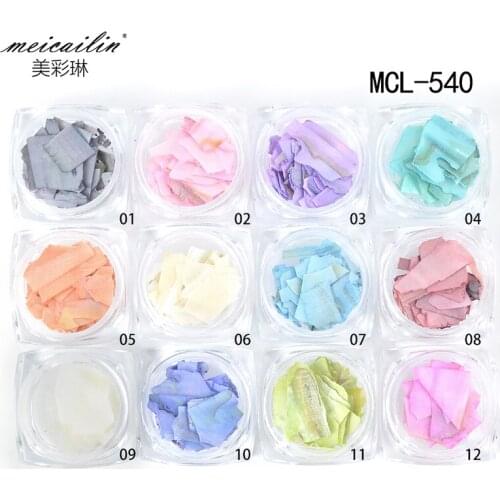 Japanese 12 Color DIY Nail Art Decoration Irregular Shell Paper Flake Slice Sequins Ultra-thin Fragment Abalone Shell Piece Set