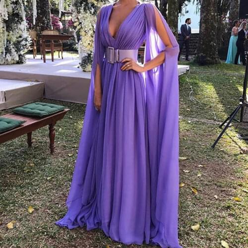 Women Chiffon Bridesmaid Solid Formal Dress Maxi Lace V Neck Sexy Fashion Women Dress Elegant Temperament Ladys Dress