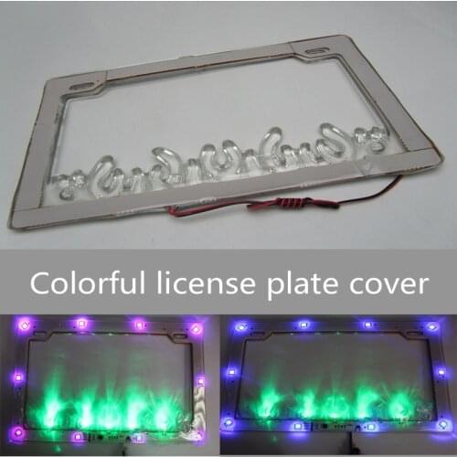 1 Pcs Universal Motorcycle ABS 12V 3W LED License Plate Frame Cover Motorbike Multicolor Flash Decorative Cover Trim Accessories