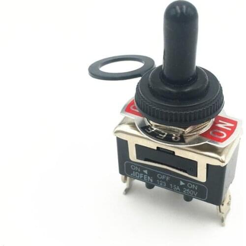 10sets Momentary Toggle Switch 123F 3-Pin 3 Position ON-OFF-ON SPDT 15A 250VAC Self-reset Switches with Waterproof Cap