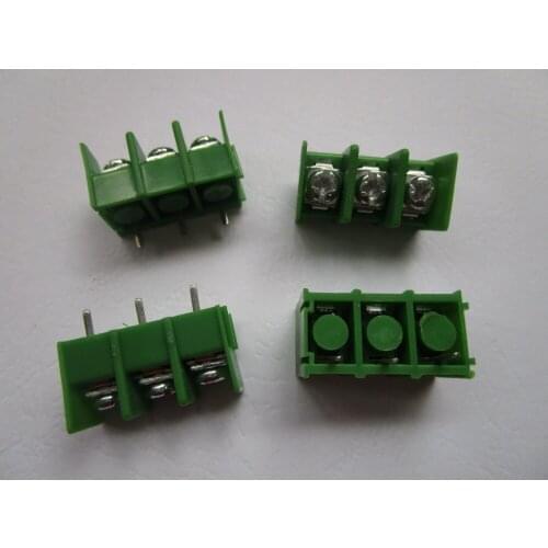 100 pcs Screw Terminal Block Connector 3pin Pitch 7.62mm Green Barrier Type DG7.62