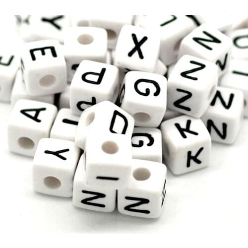 100 Mixed Cubic Acrylic Letter/ Alphabet Beads 10x10mm