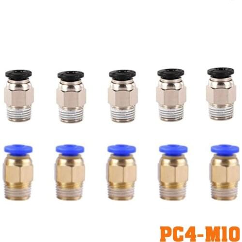 5pcs/10pcs Blue Black Push In Quick Release Fitting Connector 3D Printer Tube Connectors For 3D-V6 PC4-M10 Straight Tube