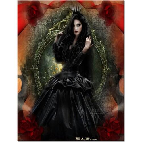 5D DIY Diamond Painting Vampire Woman Cross Stitch Diamond Embroidery Full Round Rhinestones Mosaic Darkness Gothic Lady A2209