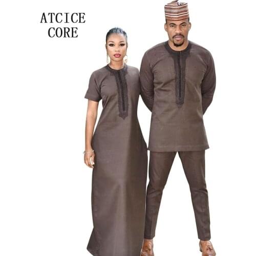 African clothing for Couple soft material free shipping dashiki african bazin riche embroidery design top with pant T024 T025