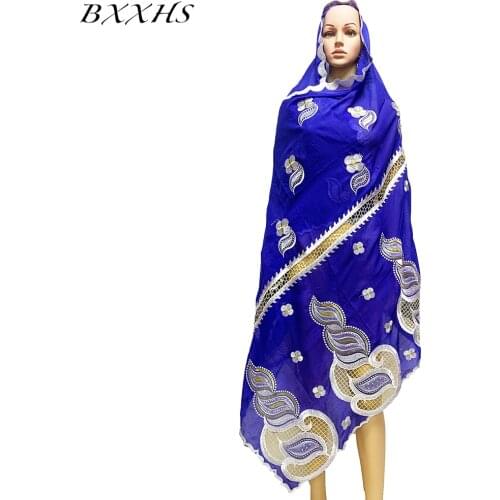 African Muslim Women Turban Embroidery Soft Dubai Cotton Scarf Islamic Pray Instant Shawls Fashion Head Scarf Headwraps LH181