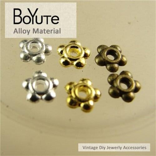 BoYuTe (1000 Pieces/Lot) 4MM 3 Colors Wholesale Metal Small Flower Bead Findings for Jewelry Making Diy Accessories