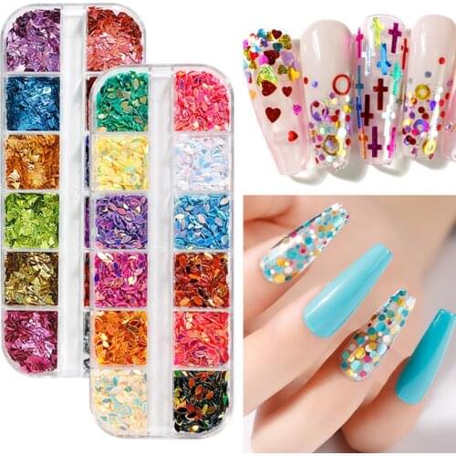 2 Boxes Kapmore Holographic Nail Sequins Creative Fashion Nail Glitter Nail Art Decors Women Manicure Nails Art Decorations