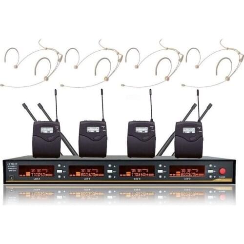 Bolymic 4 channels Headset Microphone Wireless System UHF Diversity Professional Stage microphone Headworn For Meeting School