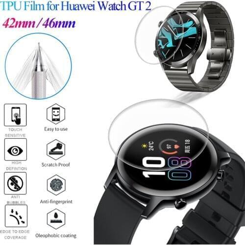 TPU Hydrogel Watch Film For Huawei Watch GT 2 42mm 46mm Explosion Proof Shockproof Smart Watch Screen Protectors Ultra Thin Film