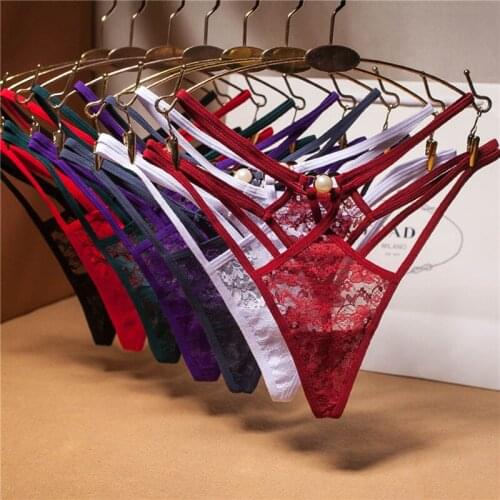 Hot Sexy T-Panty Women G-String Embroidered Mesh Yarn Ladies Thongs Transparent Perspective Female New Fashion Erotic Underwear